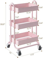 MIOCASA 3-Tier Metal Utility Rolling Cart, Heavy Duty Multifunction Cart with Lockable Casters, Easy to Assemble, Suitable for Office, Bathroom, Kitchen, Garden - Image 2