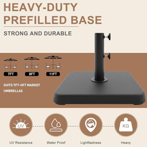 T&Jero 38 lb Square Heavy Duty Patio Market Table Umbrella Base Stand Weight Pre-Filled for Outdoor, Black - Image 4