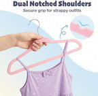 HOUSE DAY 14 Inch Kids Velvet Hangers 50 Pack, Durable Big Kid Hanger Pink - Image 6