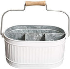 Alpha Living Home Rustic Heavy Duty Alloy Multi-Compartment Silverware Caddy - Metal Utensil Versatile All-in-One Organizer for Kitchen, Bathroom & Office Utensils, Flatware, and Accessories (White) - Image 6