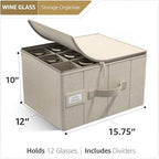 Sorbus Wine Glass Storage, Stemware Case with Dividers (1 Pack, Beige) - Image 2