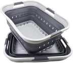 SAMMART 42L (11 gallon) Collapsible Plastic Laundry Basket - Foldable Pop Up Storage Container/Organizer - Portable Basket - Space Saving Hamper (Grey/Dark Grey (Set of 2)) - Image 2