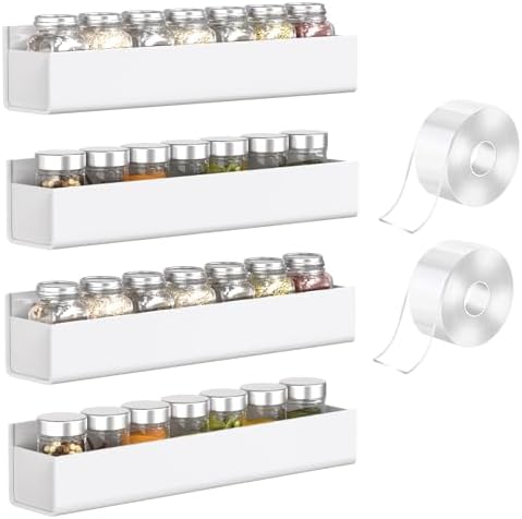 PMMASTO 4-Pack White Acrylic Spice Rack Organizers for Cabinet Doors by PMMASTO
