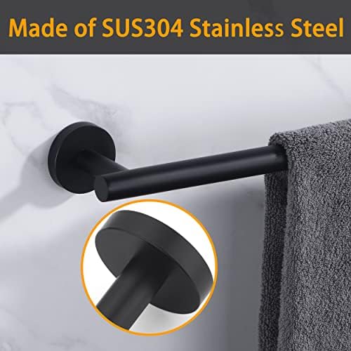Towel Bar for Bathroom Matte Black, 27Inch Towel Rack Wall Mounted, Thicken Round Bath Towel Holder Rod SUS304 Stainless Steel, Heavy Duty Dish Cloths Hanger for Bathroom, Kitchen - Image 6