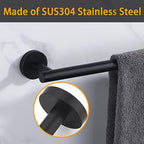 Towel Bar for Bathroom Matte Black, 27Inch Towel Rack Wall Mounted, Thicken Round Bath Towel Holder Rod SUS304 Stainless Steel, Heavy Duty Dish Cloths Hanger for Bathroom, Kitchen - Image 6