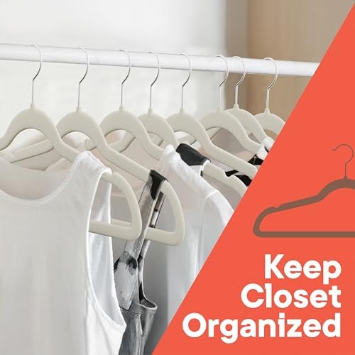 Ivory Velvet Hangers 120 Pack – 360° Swivel Hook, Non-Slip and Space Saving Hangers, Heavy-Duty 11 lbs Weight Capacity - Smooth Velvet Finish for Crease-Free Clothes and Effortless Closet Organization - Image 3