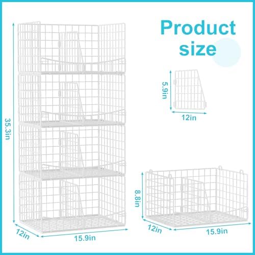 Hongtamoya 4-Tier Closet Organizers and Storage Basket with Divider, Foldable Closet Shelf Organizer System, Space-Saving Clothes Storage Drawer Organizer Bins for Wardrobe Cupboard, White - Image 2