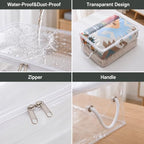 10 Pack Clear Clothes Storage Bags with Zipper and Handles(16"x11.8"x7.8'') - Image 3