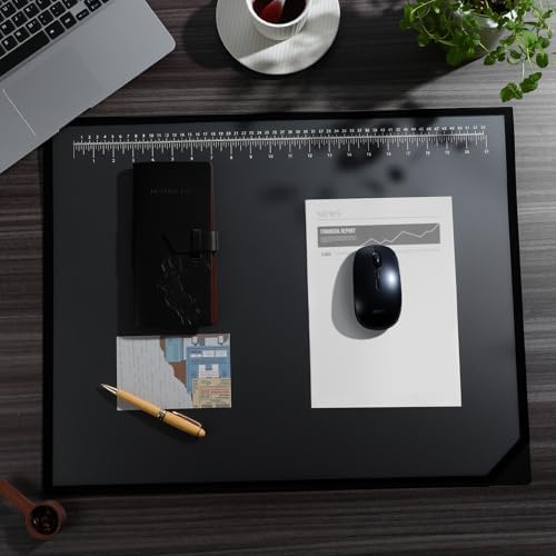Colingmill 24 x 19 Inch Black Desk Pad with Clear Ruler Overlay - Image 6