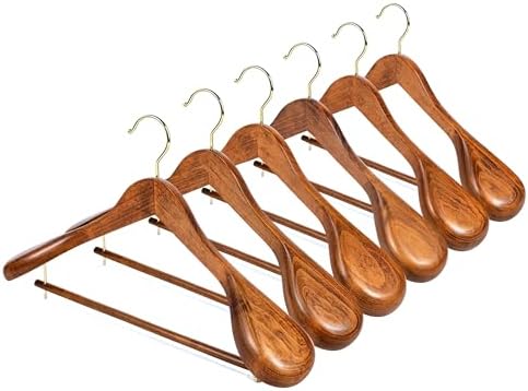Amber Home 6 Pack Vintage Wide Shoulder Wooden Suit Hangers by AmberHome