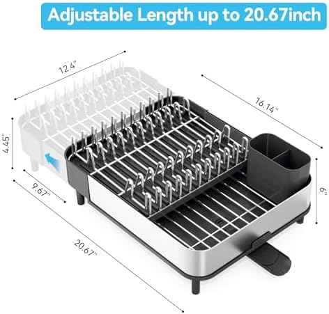 Urackify Stainless Steel Dish Drying Rack for Kitchen Counter,Black - Image 6