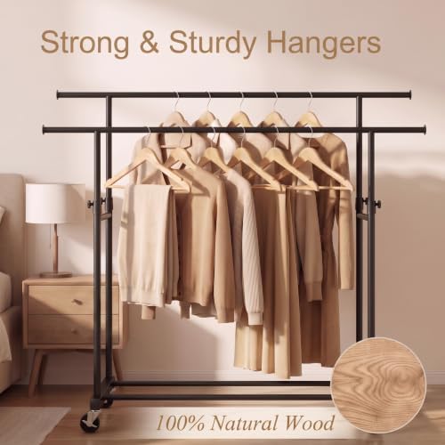 GRANNY SAYS Clothes Hangers for Closet, 30 Pack Wood Hangers, Heavy Duty Wooden Hangers for Coats, Suits, Pants, Natural Wood Color - Image 7
