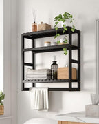 Galood Over The Toilet Storage Bathroom Shelves Wall Mounted 3 Tier Black-L - Image 2