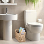 BTSKY Woven Magazine Holder, Water Hyacinth Magazine Basket, Natural Storage Basket Bin for Books & Files, Bathroom Magazine Rack with Built-in-Handle for Home, Office & Desk - 17x6.5x9.8 Inch - Image 7