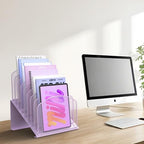Sinboun Inclined Desk File Organizer Folder Holder with 8-Section, Purple - Image 5