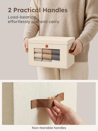 Homsorout Small Closet Storage Bins - Closet Shelf Organizer with Open Window, 4 Pack, Beige - Image 3
