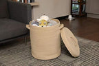 16x18 Inch Extra Large Round Cotton Rope Storage Basket with Lid, Decorative Woven Bin with Cover for Living Room Bedroom Closet, Beige - Image 3