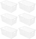 16" Upright Freezer Organizer Baskets, Wire Storage Bins Large Bakset for Freezer, Pantry, Kitchen, Bathroom Organizing, White, Set of 6 by Unknown