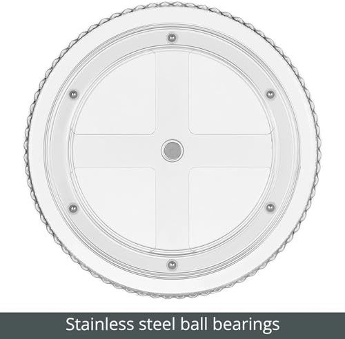 mDesign Fluted Lazy Susan Turntable Plastic Spinner for Kitchen and Bathroom Cabinet, Cupboard, Countertop Organizing, Rotating Organizer for Condiments, Jewelry, Accessories, 9" Round - 2 Pack, Clear - Image 5