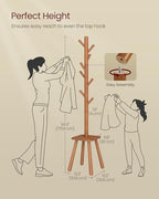 VASAGLE Coat Rack Freestanding, 8 Hooks, Storage Shelf, 69.2 Inch Tall - Image 5
