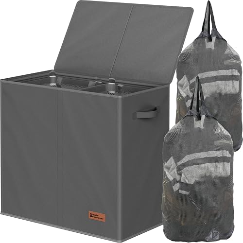 Simple Houseware Double Laundry Hamper with Lid & Removable Bags, Dark Gray by SimpleHouseware