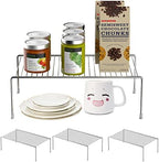 Redrubbit 4 Pack Large (15.7 x 9. 4 Inch) Cabinet Storage Shelf Rack, Rustproof Kitchen Counter and Cabinet Shelf, Storage Rack Organizer for Kitchen, Fridge, Cabinet, Bathroom, Chrome by Redrubbit