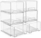 Sorbus Clear Storage Drawers for Refrigerator (Wide + Narrow Deep, 6 Pack) by Sorbus