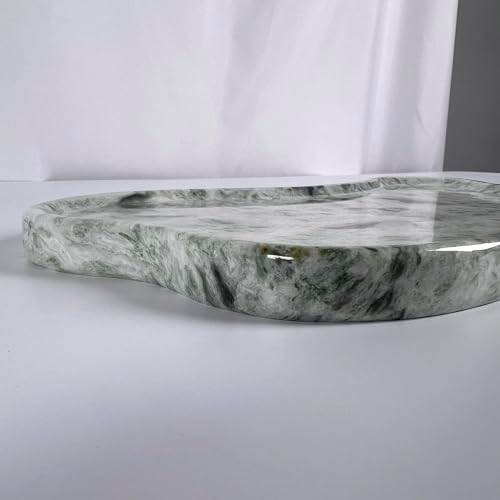 WneFu Choiziic Natural Decorative Tray, Cloud Shape, 9.8x6.1x0.62 Inches, Modern Style, Polished Finish, Bathroom Kitchen Counter Vanity Organizer with Anti-Slip Mad (Green-Marble-P) - Image 7