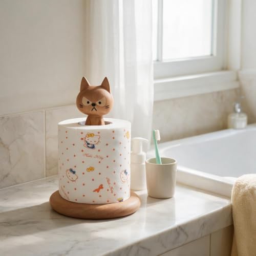 Wooden Toilet Paper Holder Funny Rustic Countertop Bath Tissue Roll Holder by Unknown