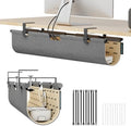 No Drill Under Desk Cable Management Tray,30" Felt Cord Organizer for Table by ERGOCOLLECT