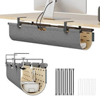 No Drill Under Desk Cable Management Tray,30" Felt Cord Organizer for Table by ERGOCOLLECT