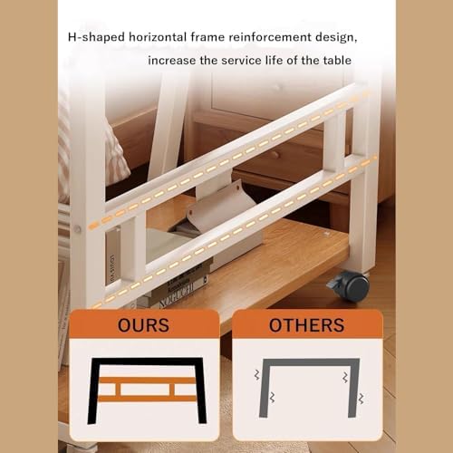 Rolling Computer Desk, 39.4 Inch Small Desks For Small Space, Portable Small Computer Desk with Monitor Stand & 3-Tier Storage, Portable Desk on Wheels for Writing, Home Office, Small Desk for Bedroom - Image 6