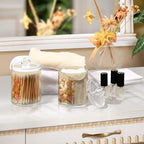 Fustylead 4 Pack Vintage Duck Bird and Beautiful Flower Plastic Apothecary Jar Set for Cotton Swab, Ball, Pad, Floss, Qtip Holder Dispensers for Bathroom Storage Organizer - Image 6