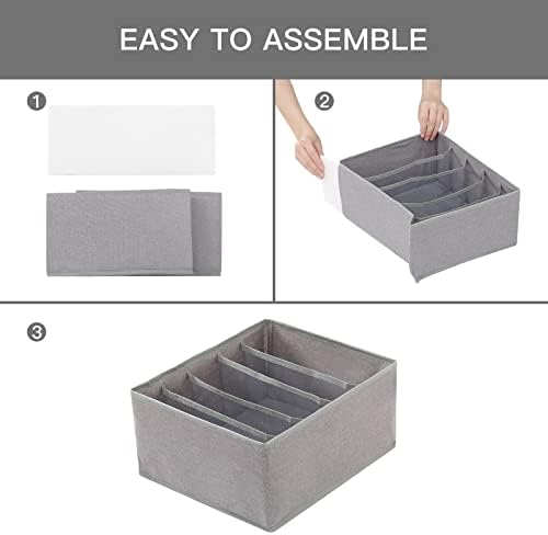 Qozary Pants Jeans Organizer for Closet, 4 Pack Drawer Organizers for Clothing, 5 Grids Wardrobe Clothes Storage for Deep Drawer, T-Shirts, Legging, Short - Image 6