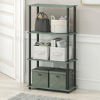 Furinno Turn-N-Tube Storage Shelves, 4-Tier Toolless Book Shelf, Corner Shelf, Open Shelves, for Organization and Storage, Living Room, Garage, Home Office, Sage Green - Image 2