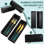 Uiifan Bamboo Drawer Organizer Black 10 x 3 x 2'' Stackable for Kitchen - Image 3