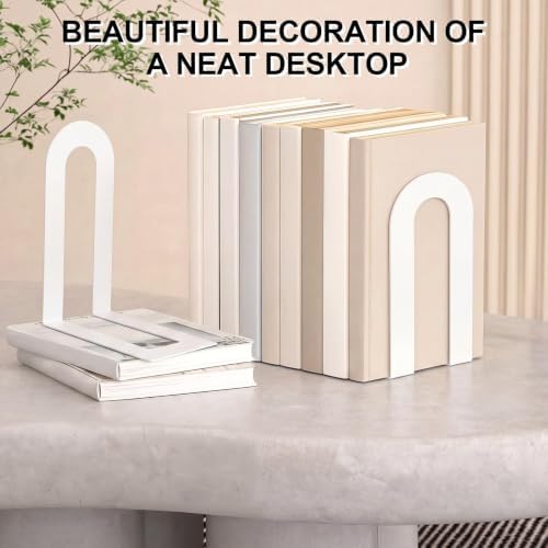 Chunful 10 Pcs White Metal BookEnds Shelves, 7.5 x 5.75 x 3.5 in - Image 3