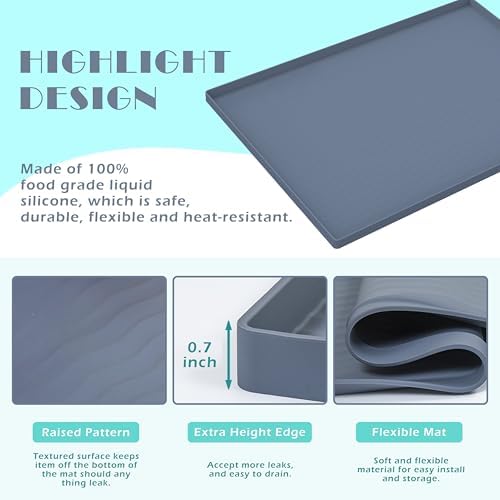 URMONA Waterproof Silicone Under Sink Mat 34'' x 22'' Shelf Liner for Kitchen and Bathroom, Cabinet and Counter Protector, Storage and Organizers, Litter Mat, Pet Cat Puppy Essentials(Green) - Image 3