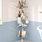 Corner Shower Caddy Tension Pole, 4-Tier SS Bathroom Storage Rack by ProfessionalLifeAssistant