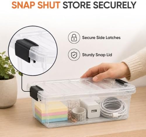 Superio 1.27 Quart Clear Plastic Storage Containers with Lids, Stackable Organizer Bins, BPA-Free Storage Boxes for Home, Office, Dorm & Classroom, 10 Pack - Image 6