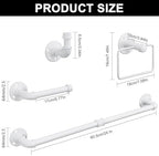 4-Pieces Industrial Pipe Bathroom Towel Ring Kit DIY Wall Mount Accessories Kit Includes Robe Hook Towel Bar and Towel Ring (24 inch White) - Image 6