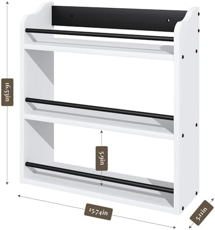 Spice Rack Wall Mount, Wood Spice Rack for Countertop, White - Image 5