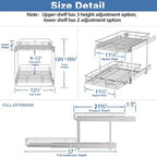 2 Tier Individual Pull Out Cabinet Organizer 12½" W x 21½" D, Heavy Duty Cabinet Pull Out Shelves, Slide Out Drawers Organization for Kitchen Cabinets Bathroom - Image 3