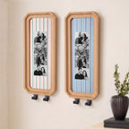 Marsui 2 Set Solid Oak Photobooth Strip Frame with Key Hooks Wall-mounted Photo Frame Fits 2 x 6 Inch Photo Strips, for Home Wall Wedding Graduation Decor by Marsui