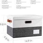PRANDOM Foldable Storage Bins with Lids [3-Pack] Fabric Collapsible Storage Boxes Baskets Cubes Containers with Handles for Closet Living Room Bedroom (Grey & White 14.9x9.8x9.8'') - Image 4