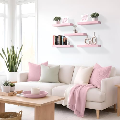 Sorbus 16 Inch Floating Shelves for Wall (2 Pack, Pink) - Image 6