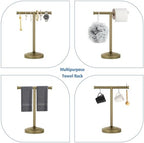 RUMOSE Antique Brass Hand Towel Holder Stand Countertop Towel Rack - Image 3