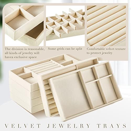 Junkin 18 Pcs Stackable Jewelry Drawer Organizer Inserts Beige - Image 3