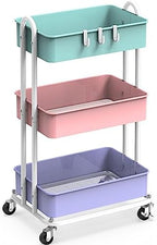 Simple Houseware 3-Tier Heavy Duty Metal Utility Rolling Cart, Multicolor by SimpleHouseware