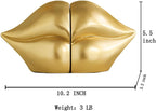 Unique Gold Lips Decorative Bookends for Home Office Shelves Decor - Image 4